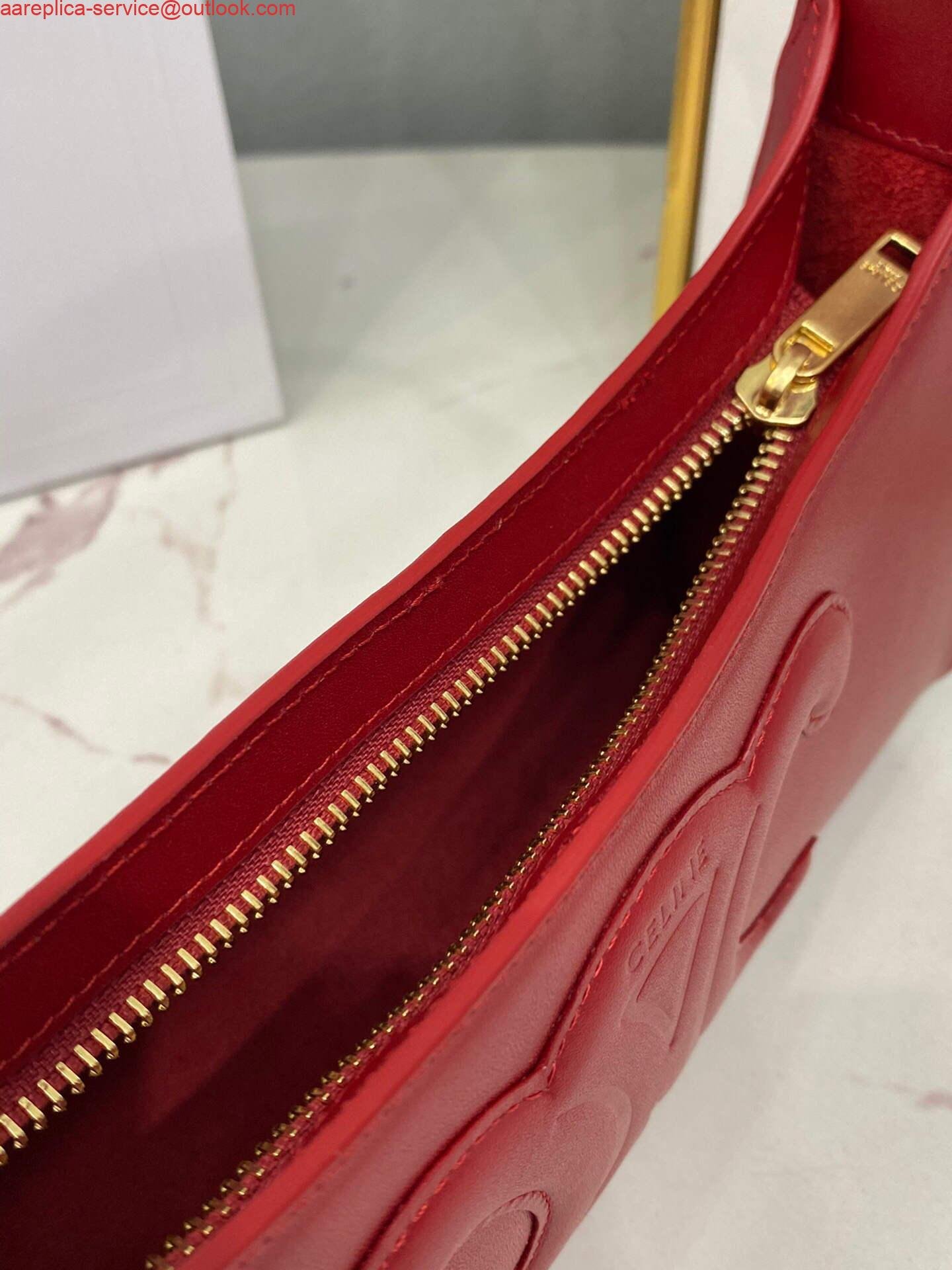 Celine 198153 Shoulder Bag Cuir Triomphe in Smooth Calfskin Red
