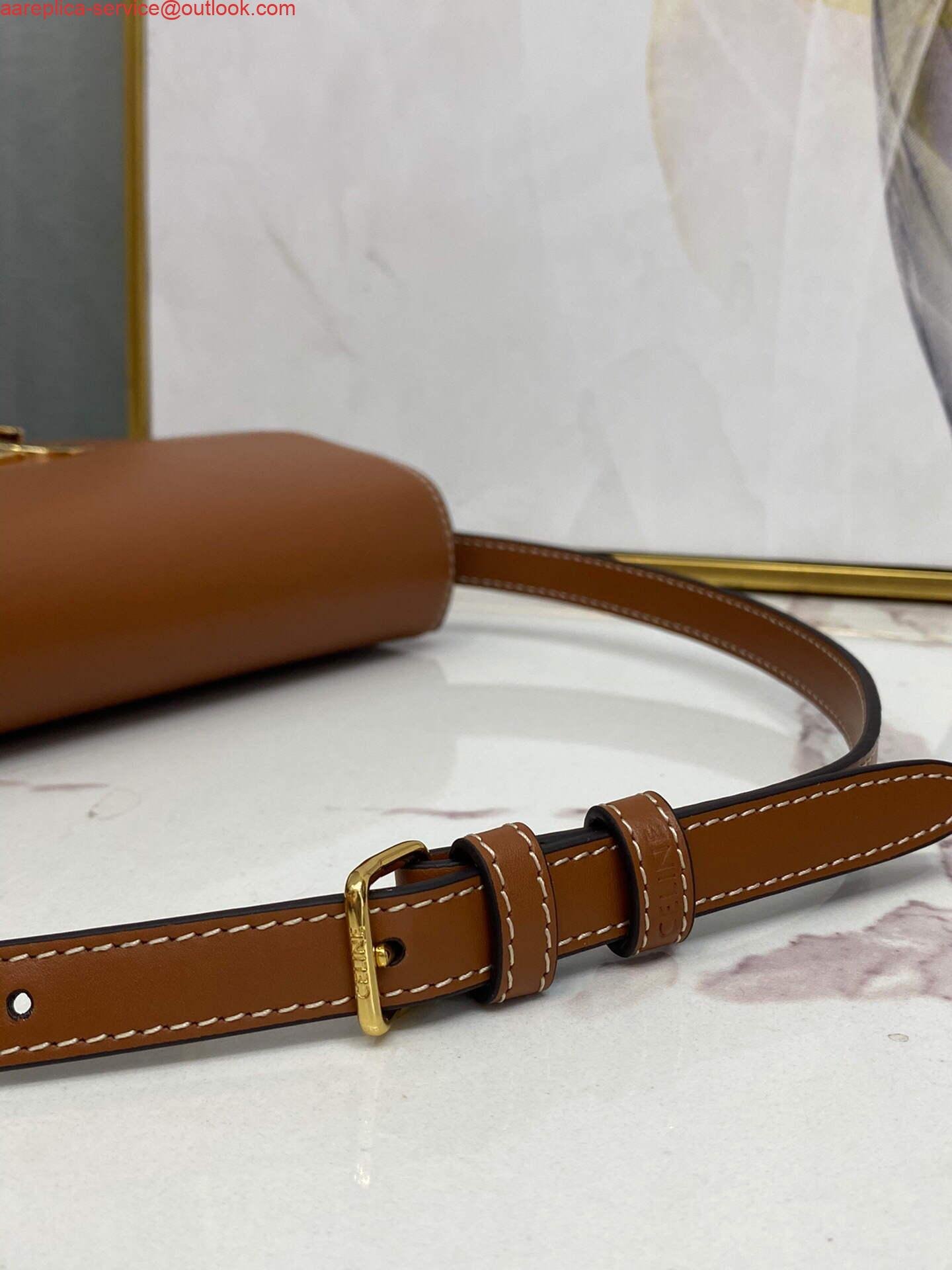 Celine 194143 Triomphe Shoulder Bag in Natural Calfskin Tan