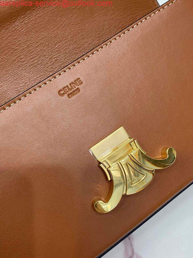 Celine 194143 Triomphe Shoulder Bag in Natural Calfskin Tan