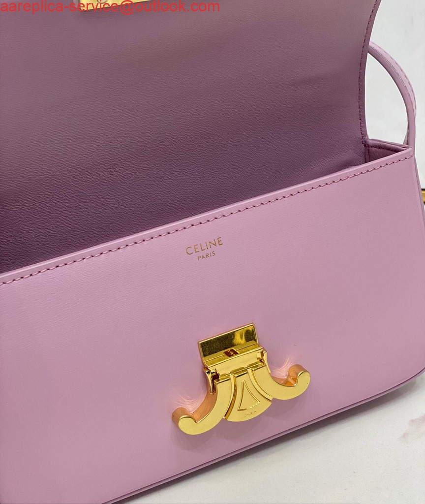 Celine 194143 Triomphe Shoulder Bag in Natural Calfskin Pink