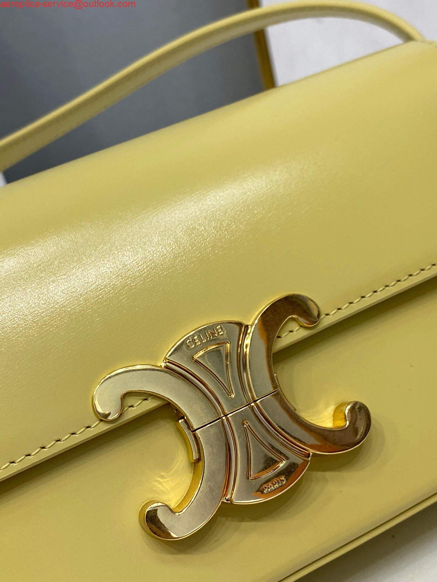 Celine 194143 Triomphe Shoulder Bag in Natural Calfskin Light Yellow