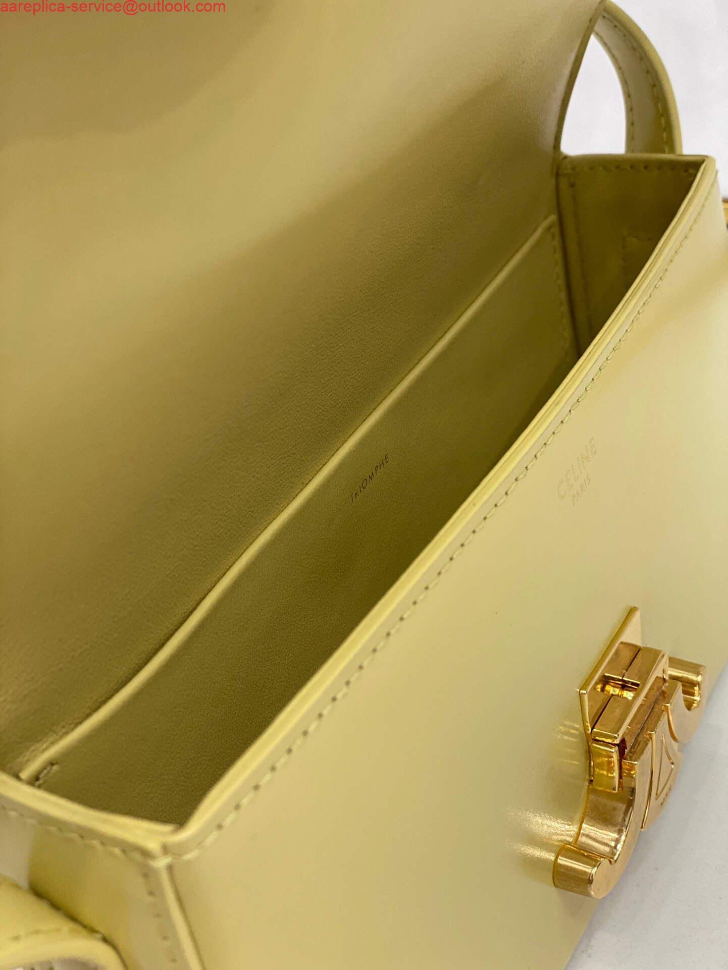 Celine 194143 Triomphe Shoulder Bag in Natural Calfskin Light Yellow
