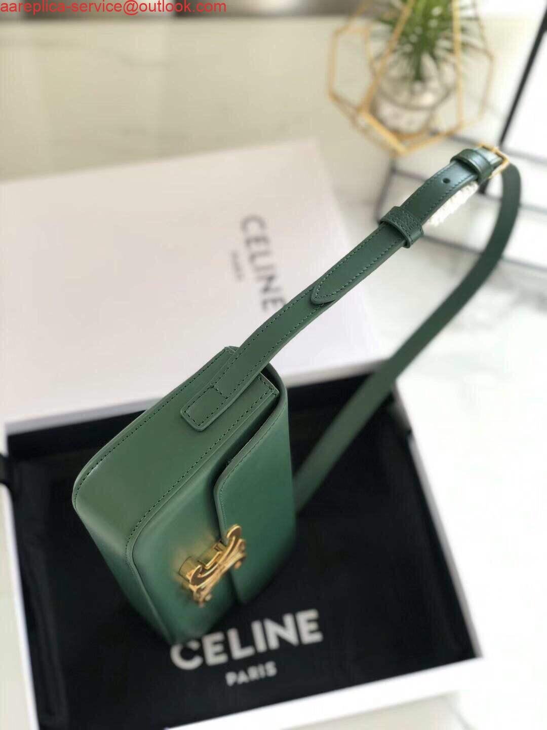 Celine 194143 Triomphe Shoulder Bag in Natural Calfskin Green