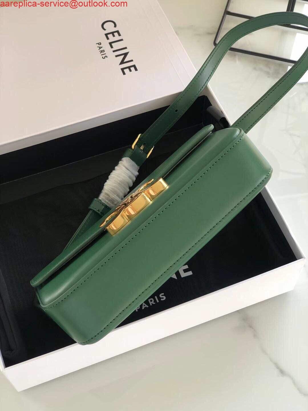 Celine 194143 Triomphe Shoulder Bag in Natural Calfskin Green