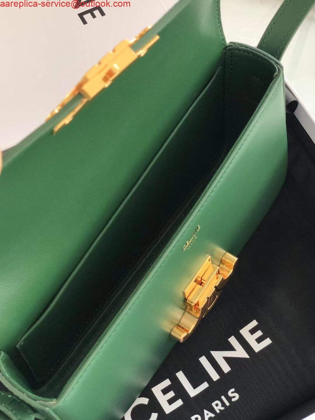 Celine 194143 Triomphe Shoulder Bag in Natural Calfskin Green