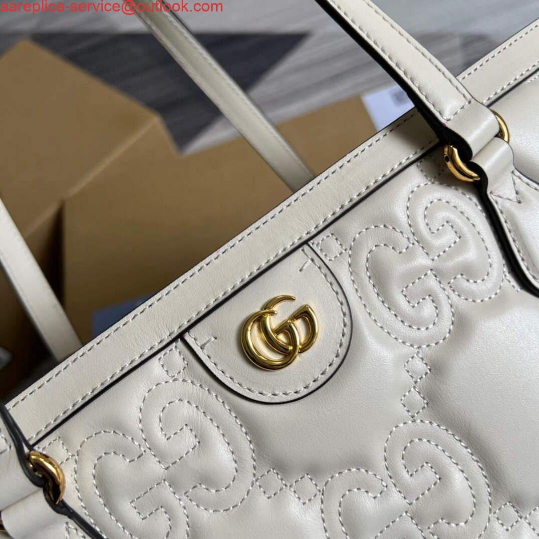 Gucci 631685 GG matelassé leather medium tote Bag White