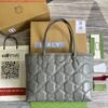 Gucci 631685 GG matelassé leather medium tote Bag Gray
