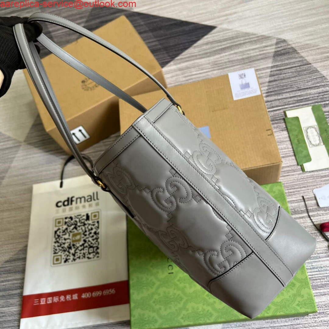 Gucci 631685 GG matelassé leather medium tote Bag Gray