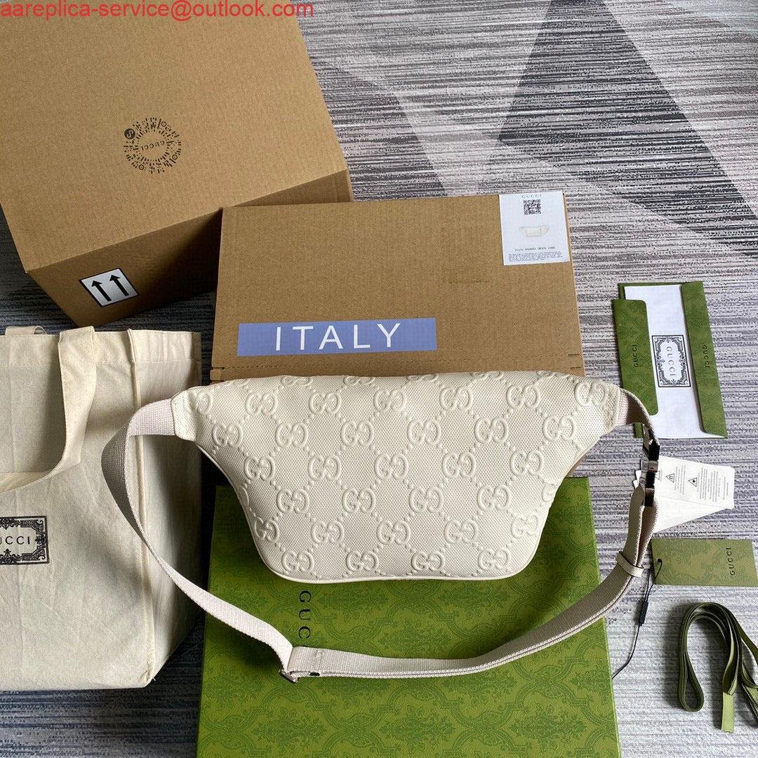Gucci ‎645093 GG embossed belt bag White GG embossed leather