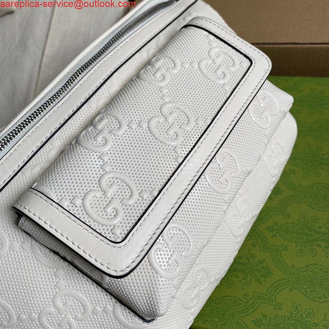 Gucci ‎645093 GG embossed belt bag White GG embossed leather