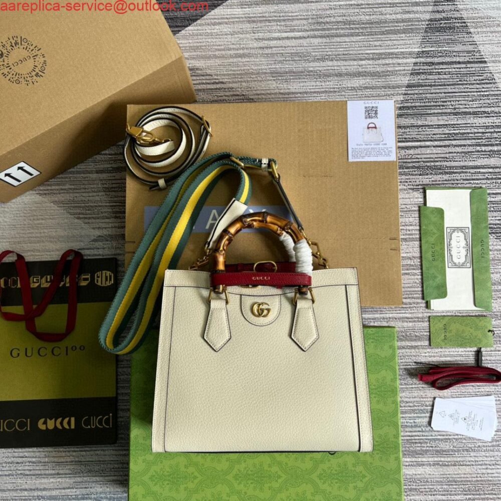 Gucci 702721 Diana Small Tote Bag White leather