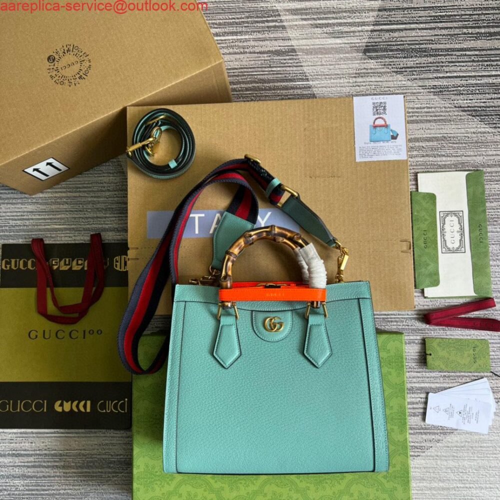 Gucci 702721 Diana Small Tote Bag Light blue leather