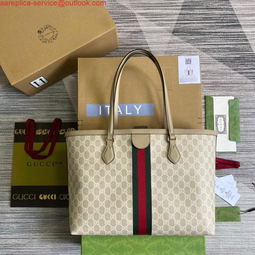 Gucci 631685 Ophidia Medium GG Tote Beige