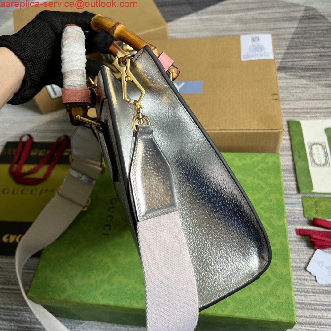 Gucci 702721 Diana Small Tote Bag Silver