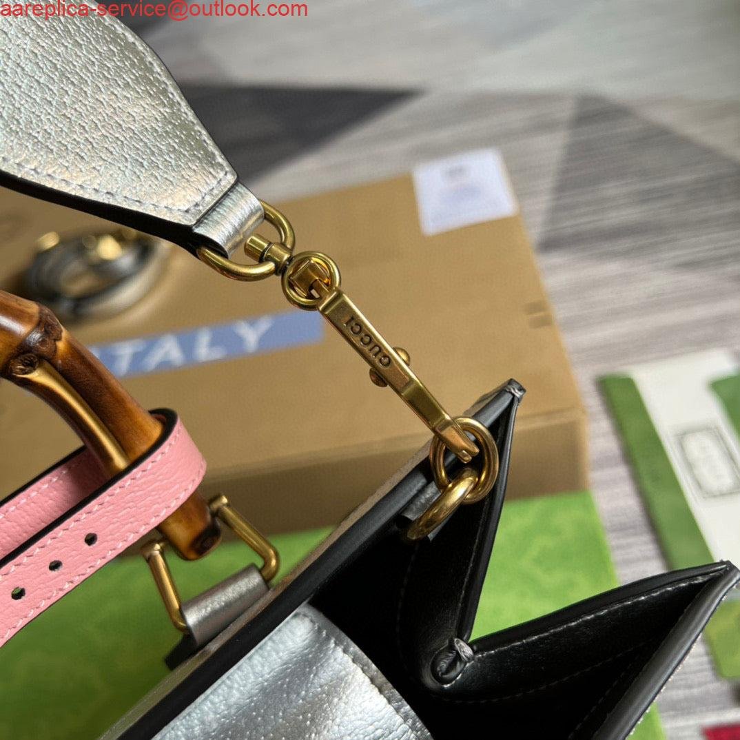 Gucci 702721 Diana Small Tote Bag Silver