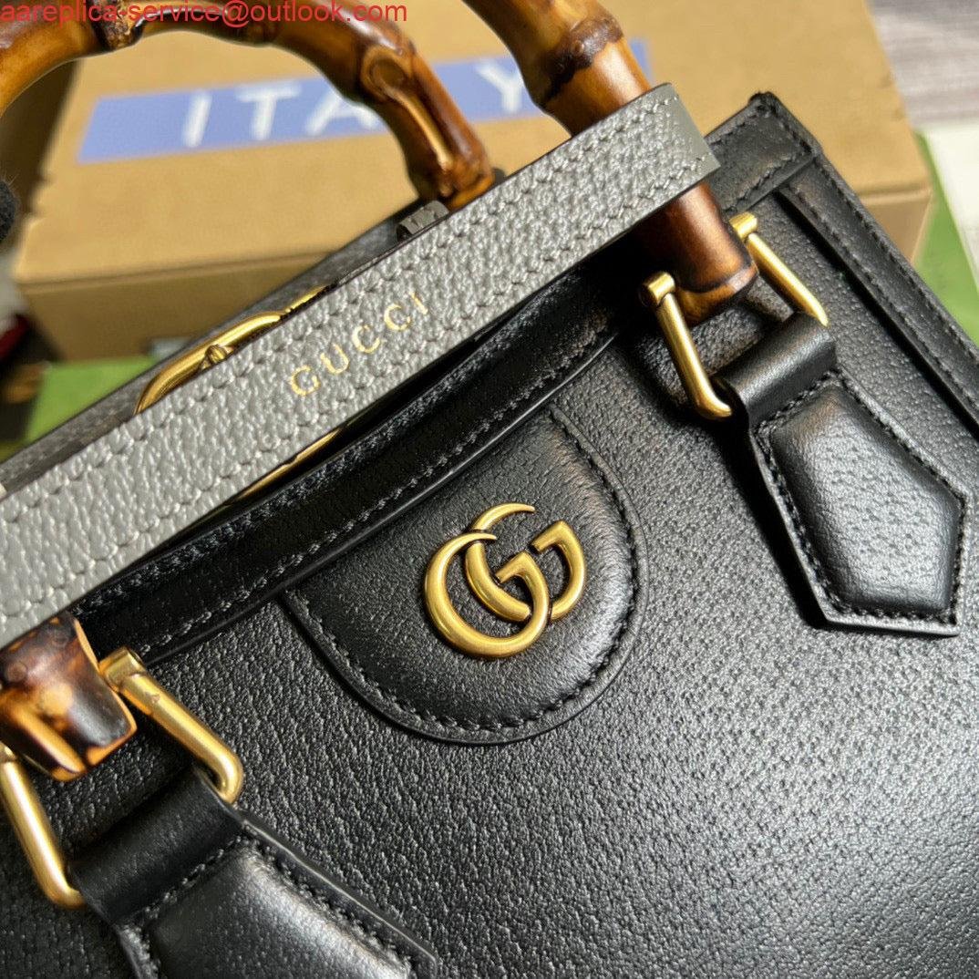 Gucci 702732 Gucci Diana Mini Tote Bag Black leather