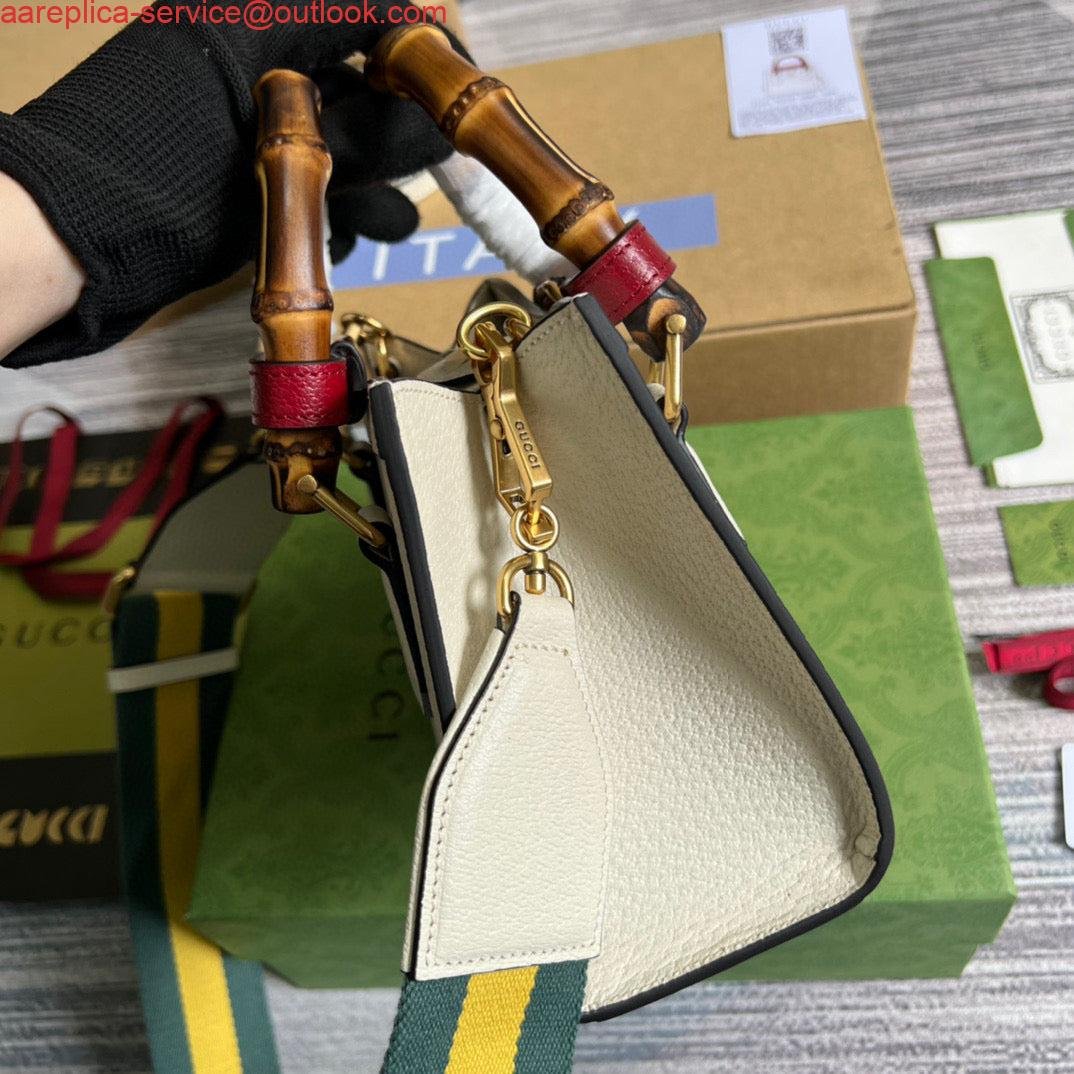 Gucci 702732 Gucci Diana Mini Tote Bag White leather