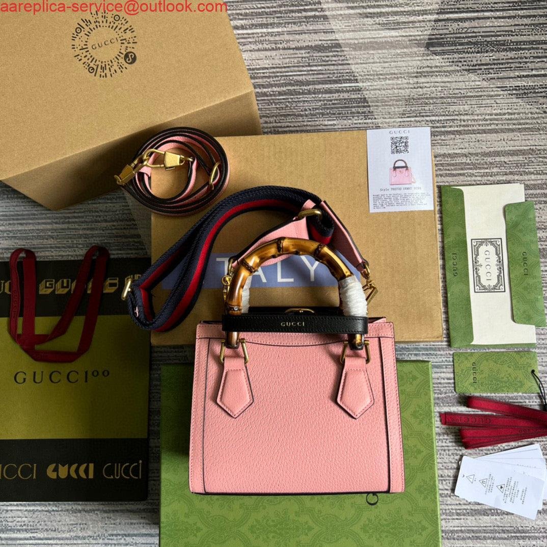 Gucci 702732 Gucci Diana Mini Tote Bag Pink leather