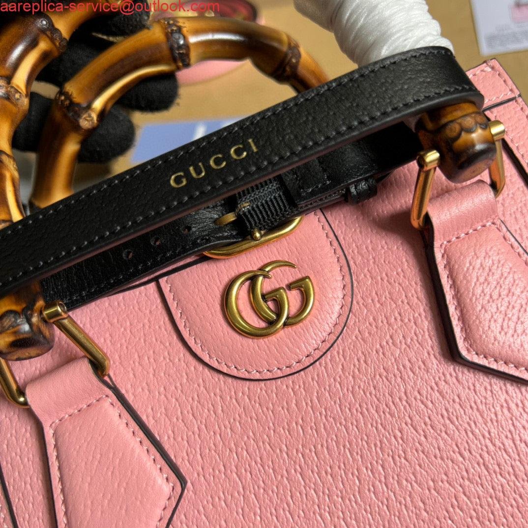 Gucci 702732 Gucci Diana Mini Tote Bag Pink leather