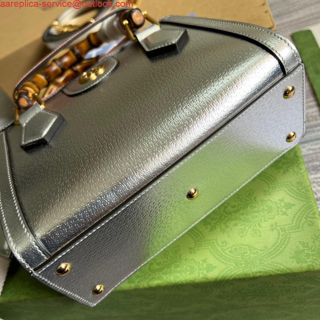 Gucci 702732 Gucci Diana Mini Tote Bag Silver