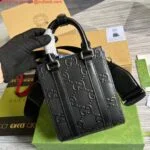 Gucci 696010 GG Embossed Mini Tote Bag Black