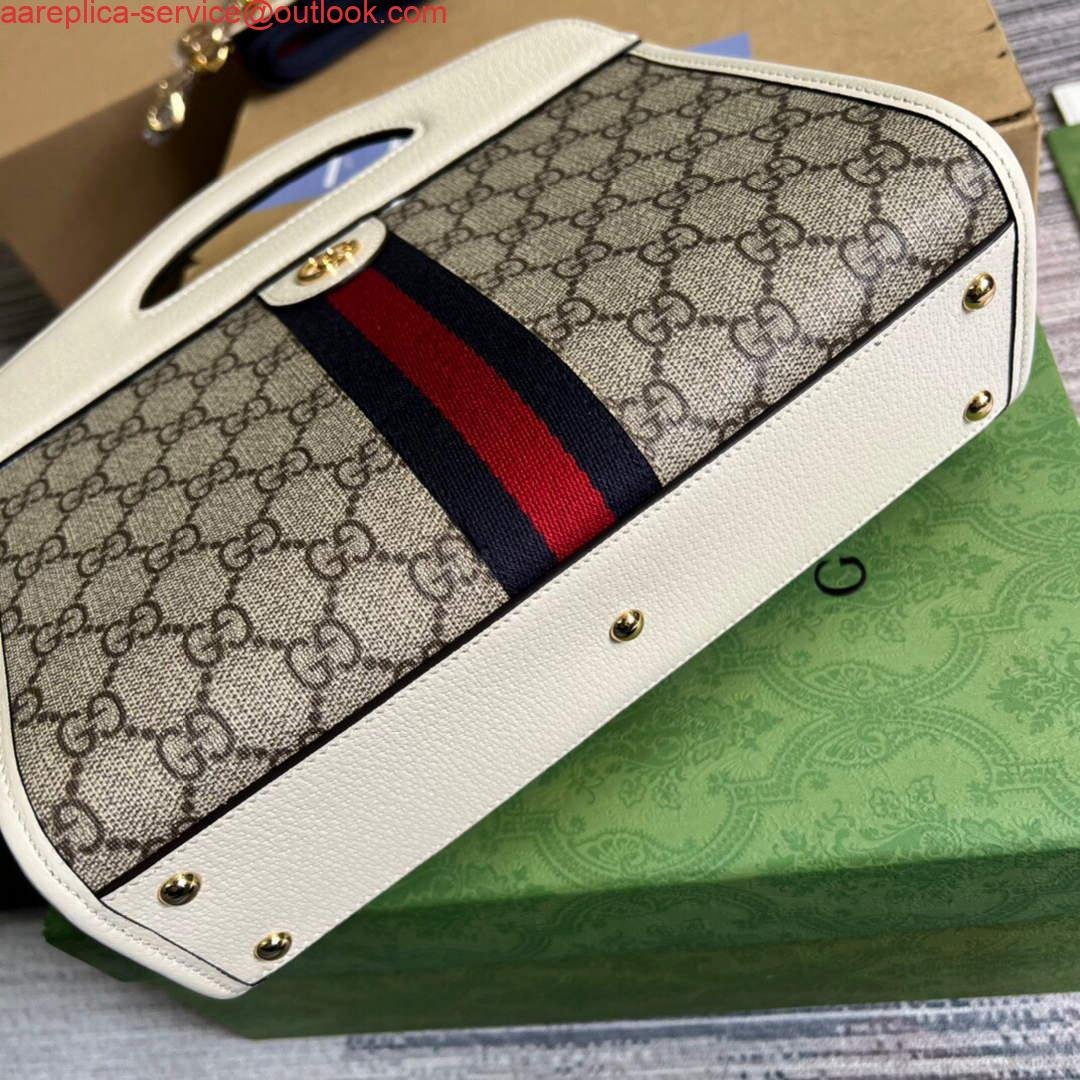 Gucci 693724 Ophidia Small Tote With Web White
