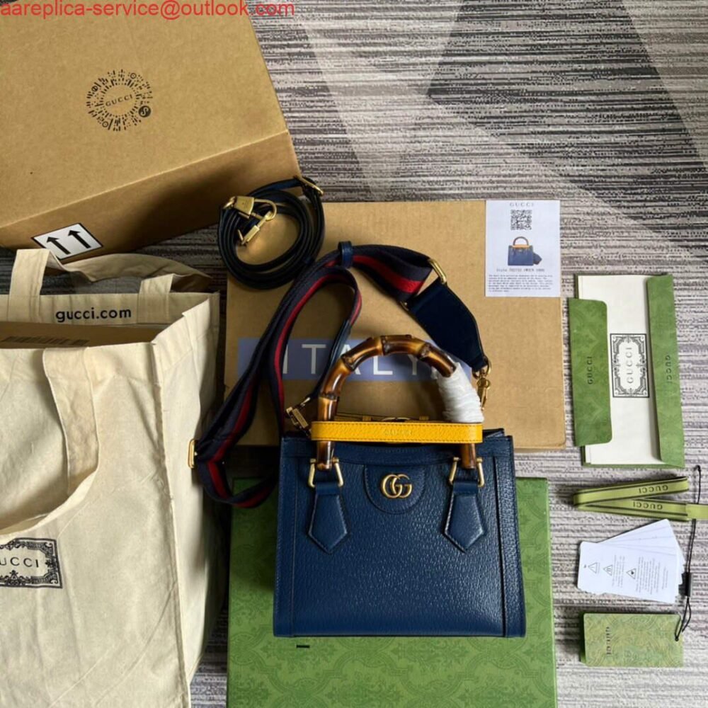 Gucci 702732 Gucci Diana Mini Tote Bag Blue