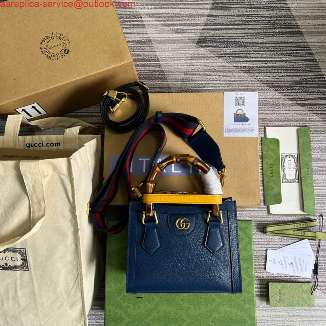 Gucci 702732 Gucci Diana Mini Tote Bag Blue