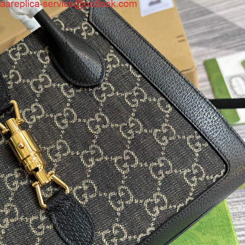 Gucci 685129 GG Jackie1961 Handbag Denim Tote Bag Black