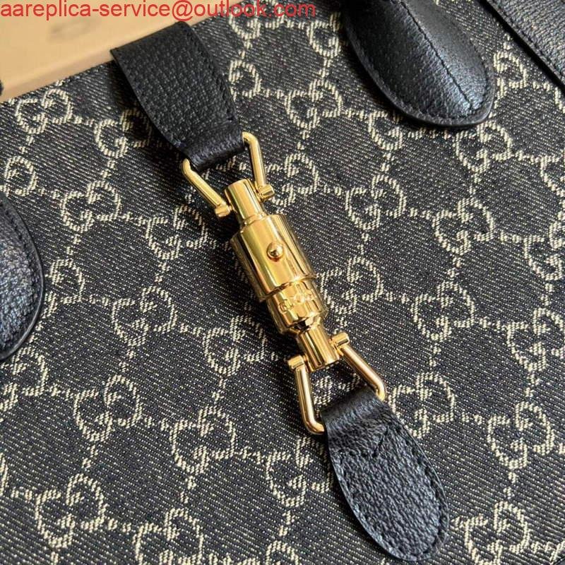 Gucci 685129 GG Jackie1961 Handbag Denim Tote Bag Black