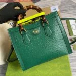 Gucci Diana Small Tote Bag Ostrich Top Handle Bag 660195 Green