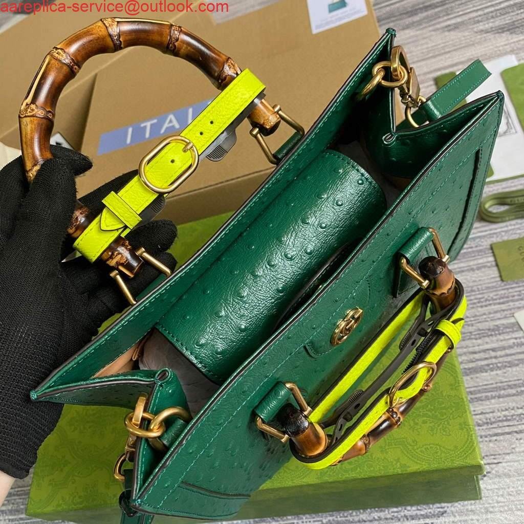 Gucci Diana Small Tote Bag Ostrich Top Handle Bag 660195 Green