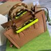 Gucci Diana Small Tote Bag Ostrich Top Handle Bag 660195 Brown