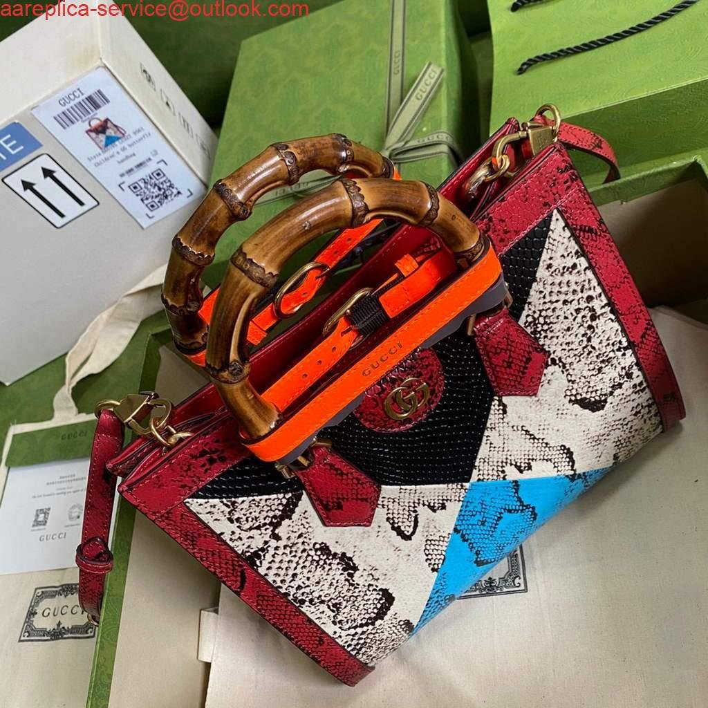 Gucci Diana small tote bag top handle bag 660195 Grey with Red