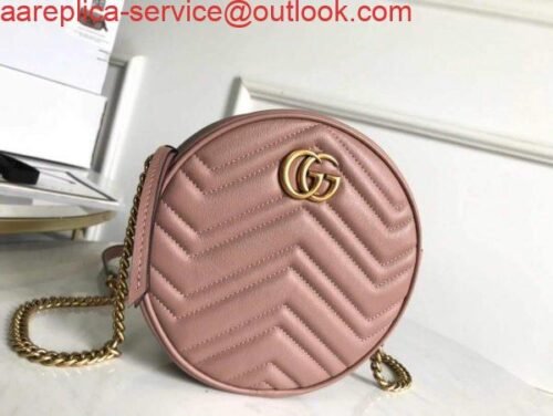Replica Gucci 550154 GG Marmont Mini Round Shoulder Bag Light Pink