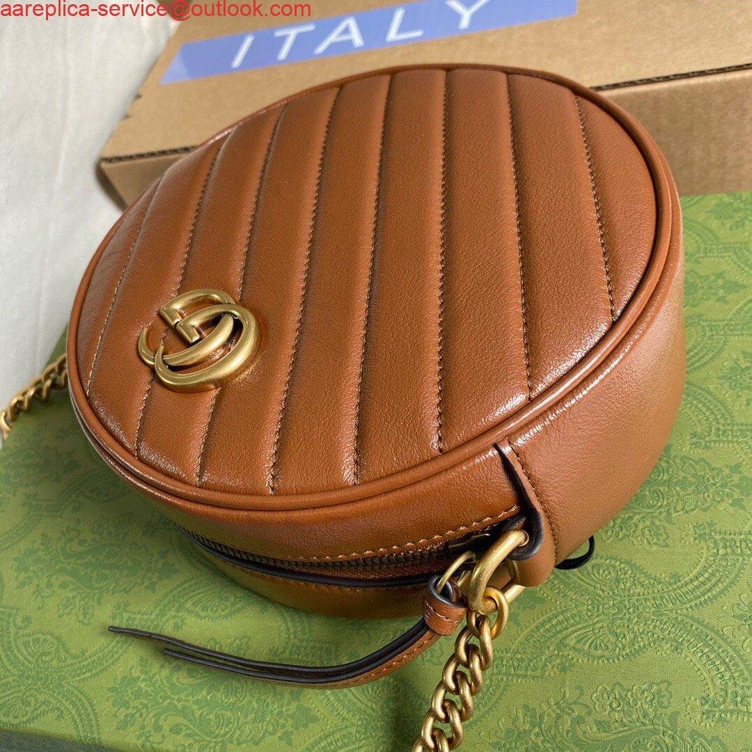 Replica Gucci 550154 GG Marmont Mini Round Shoulder Bag Brown