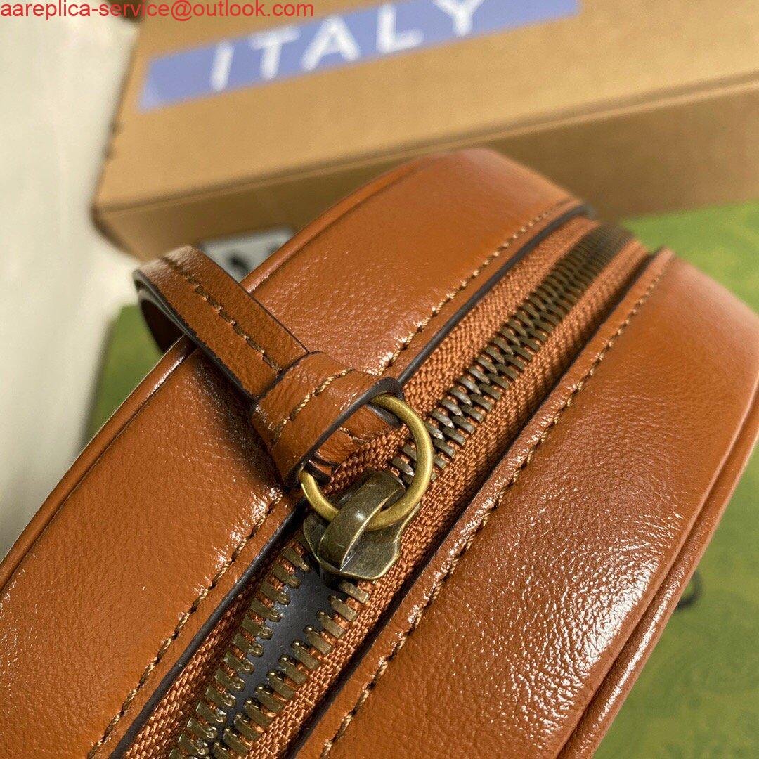 Replica Gucci 550154 GG Marmont Mini Round Shoulder Bag Brown