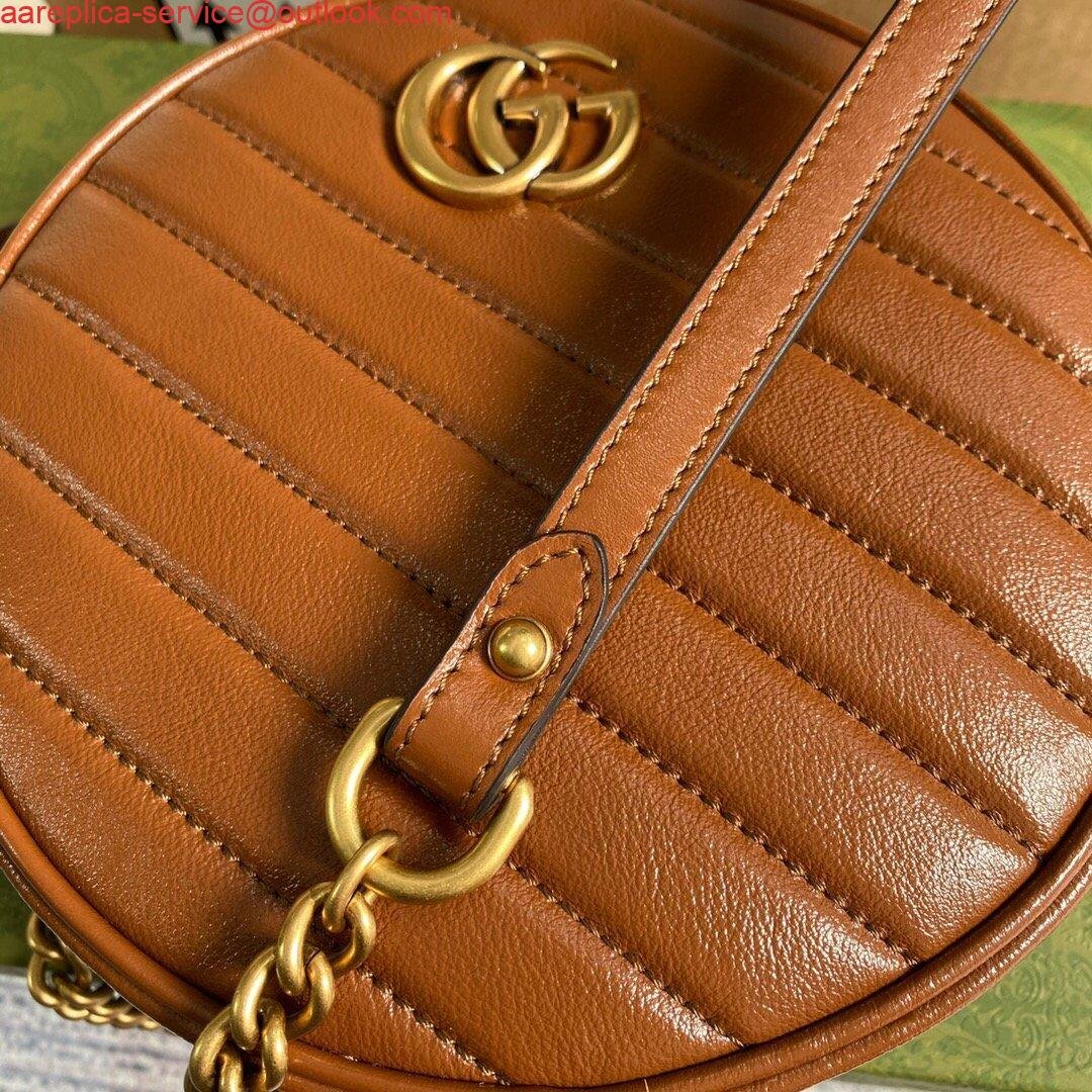 Replica Gucci 550154 GG Marmont Mini Round Shoulder Bag Brown