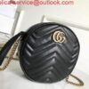 Gucci 550154 GG Marmont Mini Round Shoulder Bag Black