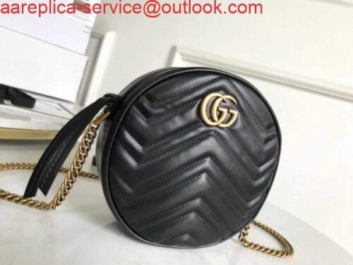 Replica Gucci 550154 GG Marmont Mini Round Shoulder Bag Black