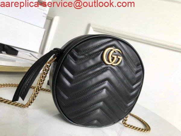 Gucci 550154 GG Marmont Mini Round Shoulder Bag Black