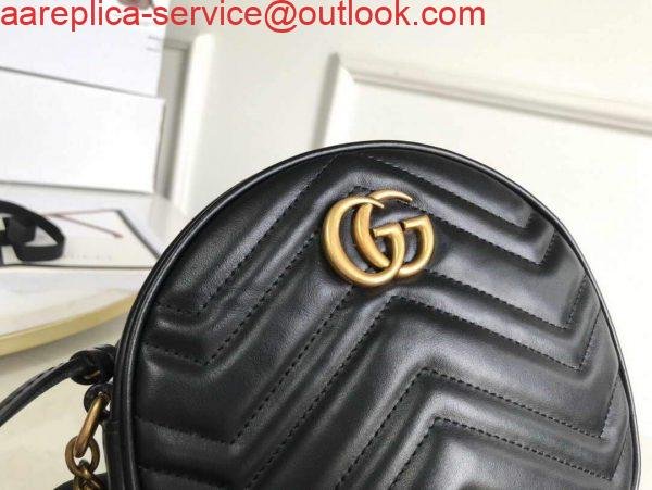 Gucci 550154 GG Marmont Mini Round Shoulder Bag Black