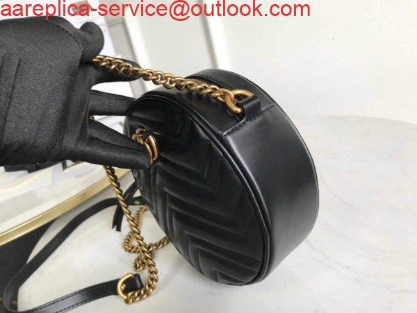 Gucci 550154 GG Marmont Mini Round Shoulder Bag Black