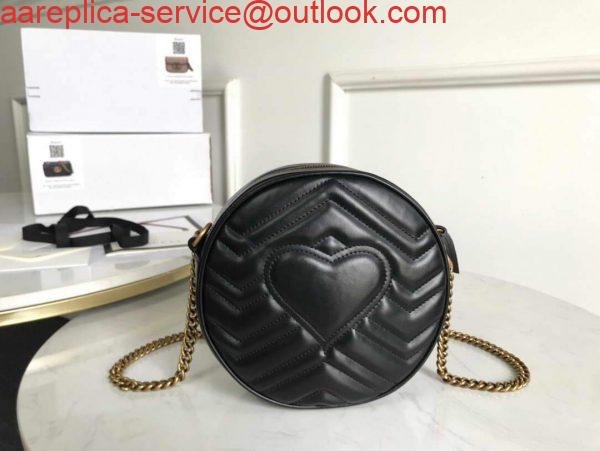 Gucci 550154 GG Marmont Mini Round Shoulder Bag Black