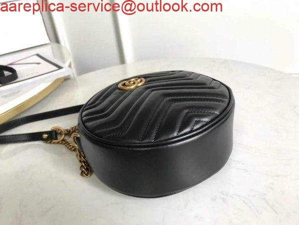 Gucci 550154 GG Marmont Mini Round Shoulder Bag Black