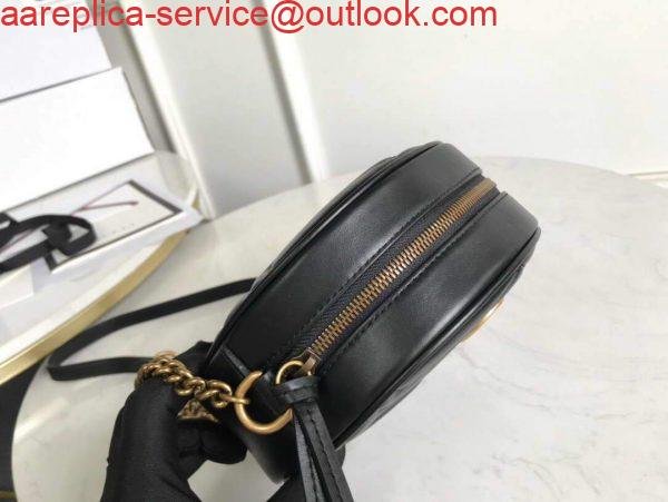 Gucci 550154 GG Marmont Mini Round Shoulder Bag Black