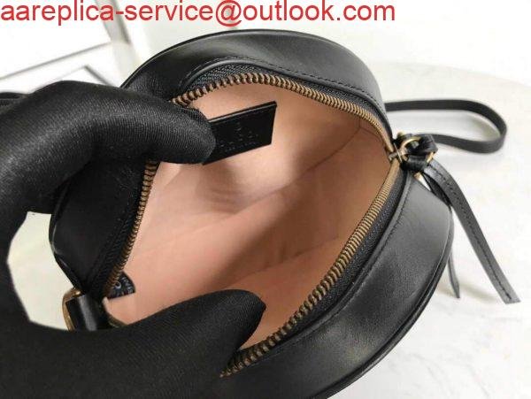 Gucci 550154 GG Marmont Mini Round Shoulder Bag Black