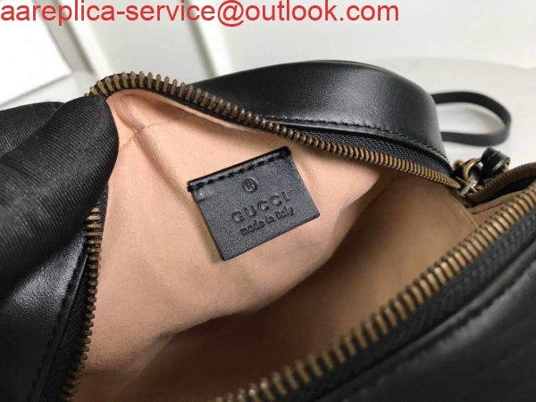 Gucci 550154 GG Marmont Mini Round Shoulder Bag Black