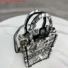 Dior S5555 Mini Dior Book Tote Phone Bag White and Black Eembroidery S1108
