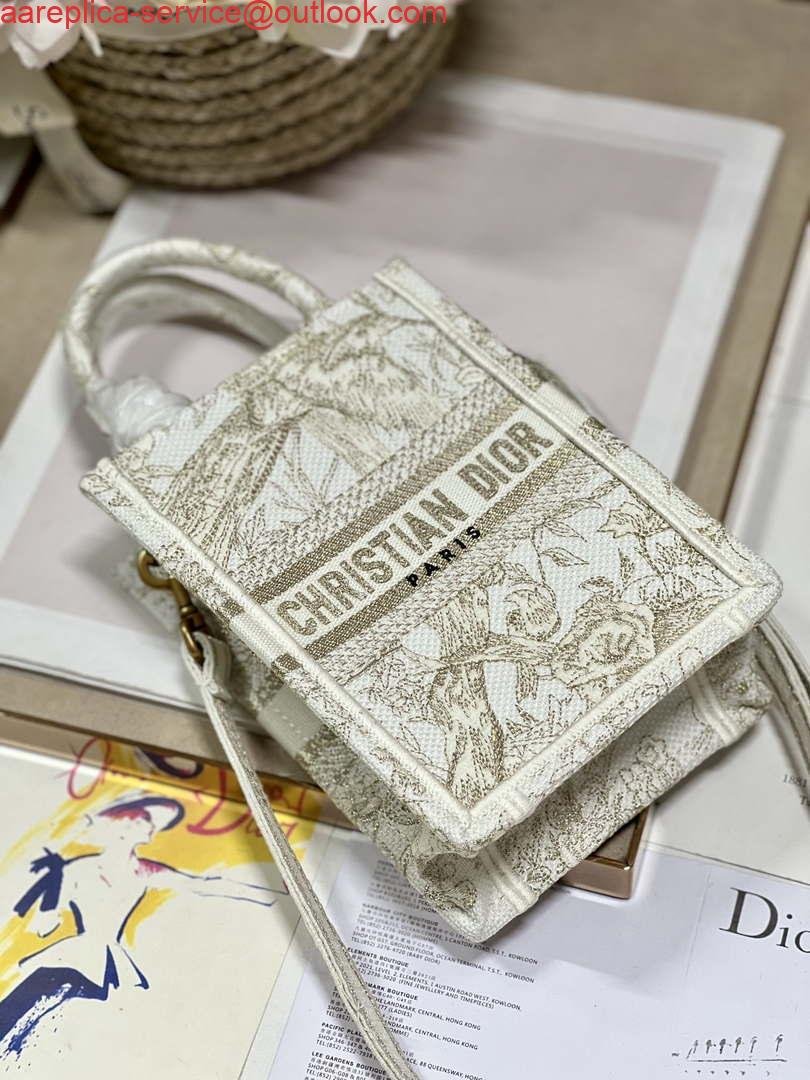 Replica Dior S5555 Mini Dior Book Tote Phone Bag White Eembroidery S1107
